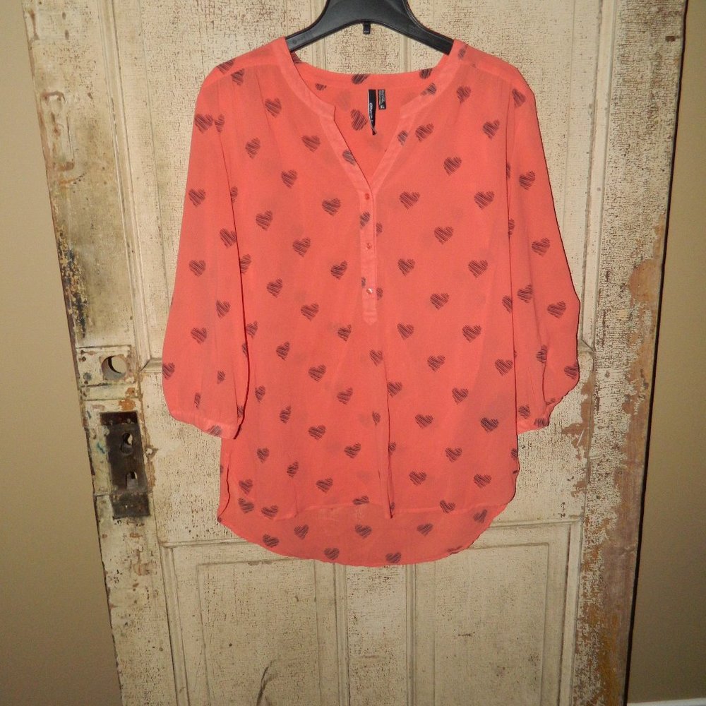 O'Neill Pullover Blouse with Hearts Womens Size XL (Q-58)